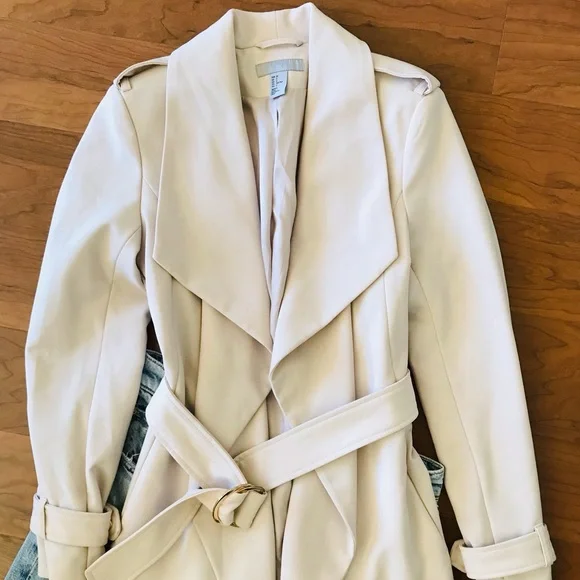 H & M Trench Coat, Cream - Picture 2 of 10
